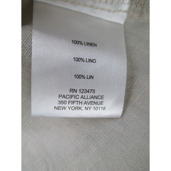 Ellen Tracy Womens Medium Linen Top Beige Tassel Zip Coastal Lagenlook Pockets - Picture 5 of 12